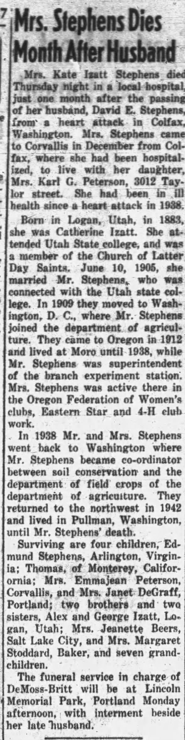 Kate Izatt Stephens Jan 9, 1947
